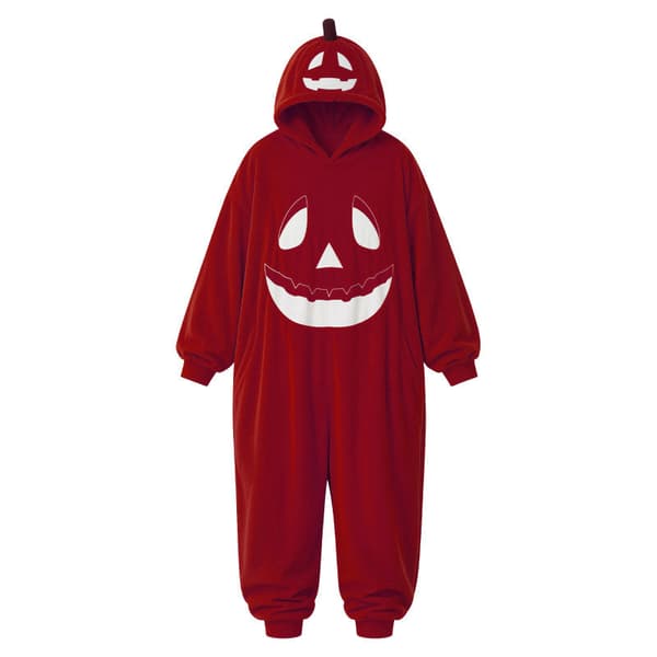 Halloween Gresskar Hette Onesie Pyjamas Sett, Plysj Gresskar Pyjamas, Stor Størrelse Smiley Pumpkin - Orange XL