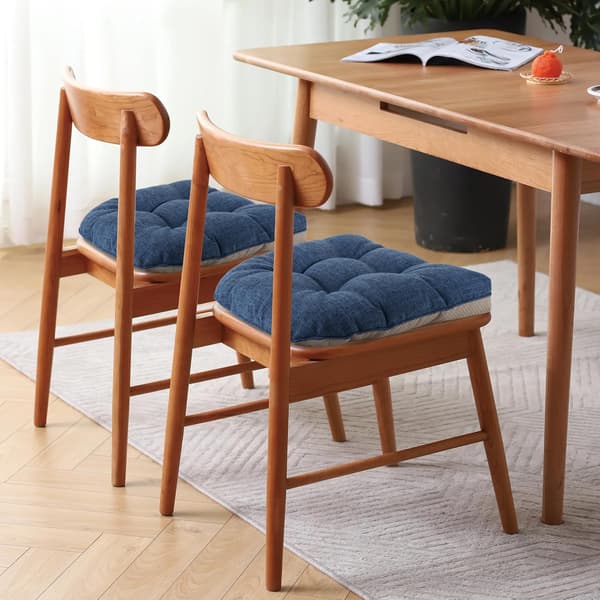 Halkfria sittdynor för stolar, set om 4, 46*43*9cm sittdyna med spår dark blue