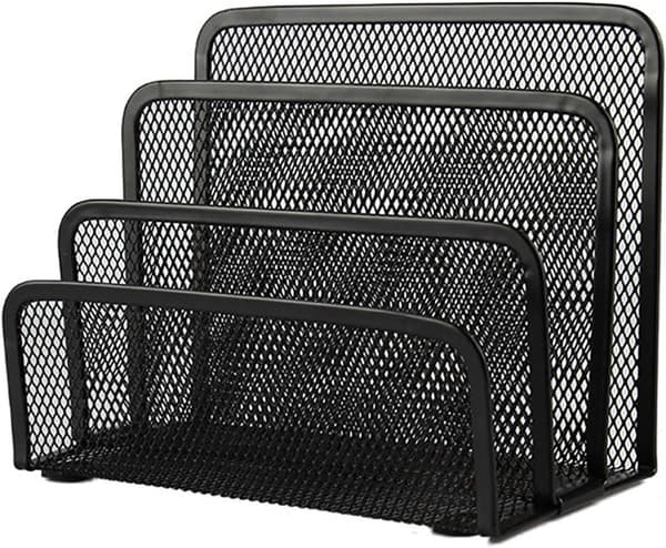 Mesh Design Letter Sorter, Clutter-Free Document Organizer for Desk, Environmentally Friendly Spray Technology with Trapezoidal Design