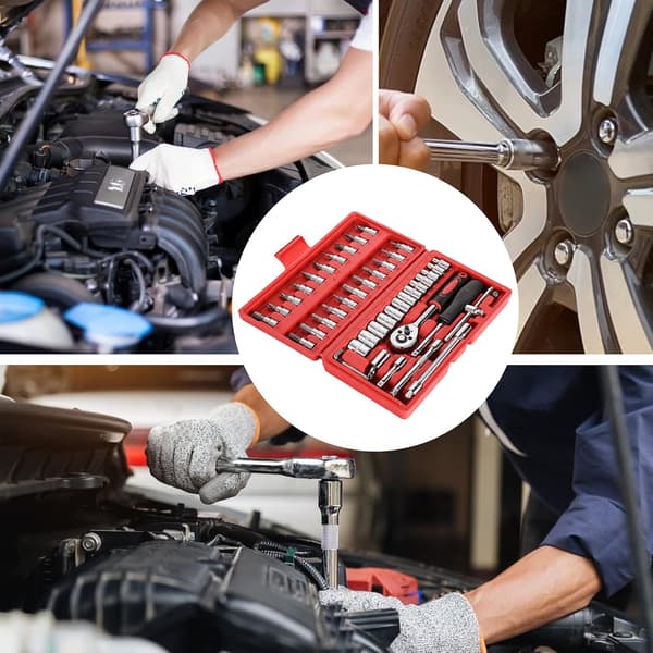 1 4 tuuman kromivanadiinipistorasia-adapterisarja kotelo autolle DIY 46 osaa punainen