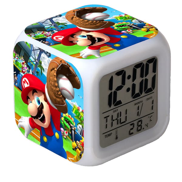 Färgglad LED Tecknad Väckarklocka Super Mario Stil Nattlampa Present till Barn Number-005