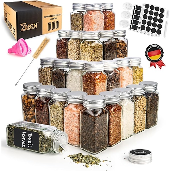 Maustepurkkeja 25 kpl, Maustepurkit 120 ml, BPA-vapaat lasipurkit mausteille,