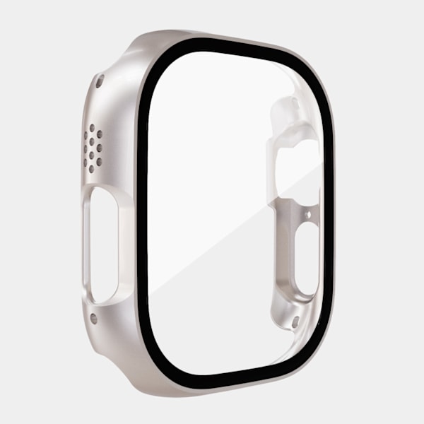 [2 ST] Paket Skal för Apple Watch Ultra 49mm Skydd Ingen Dimmig Härdat Glas Skärmskydd med Hård PC Skyddsram