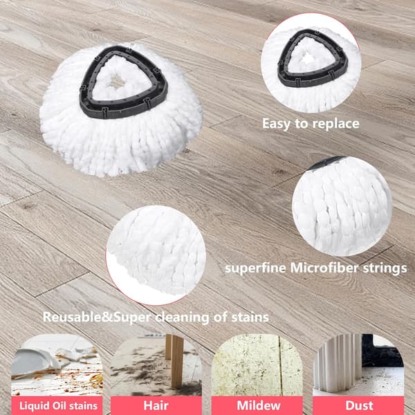 Moppehoved Erstatning 2-pak og 1 Skrubbebørste Combo til Ocedar Easywring 1 Tank System Mikrofiber Spin Mop Erstatningshoved Maskine
