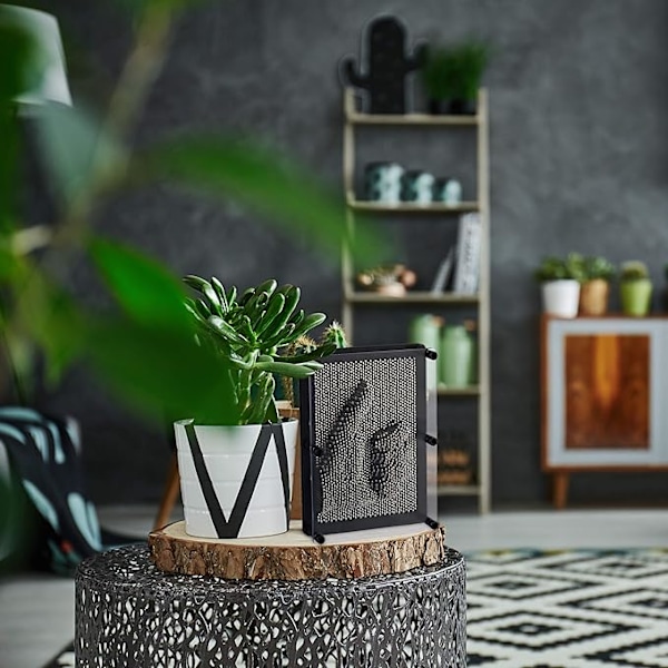 Relaxdays, 60% plastik, pinart, sømbillede til 3D-print, H x B 20 x 15 cm, pinpressions, retro spil sømbræt, u, sølv-sort, standard