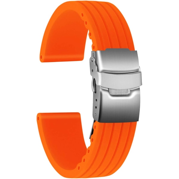 Kumikellon ranneke ruostumattomasta teräksestä valmistetulla taittolukolla Unisex Oranssi Orange 22mm