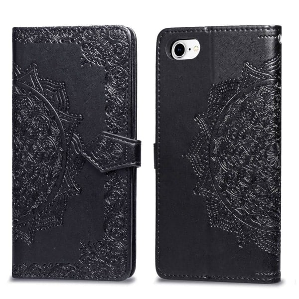 iPhone 7/8/SE (2020/2022) - Mandala Læder Cover - Sort Sort Sort
