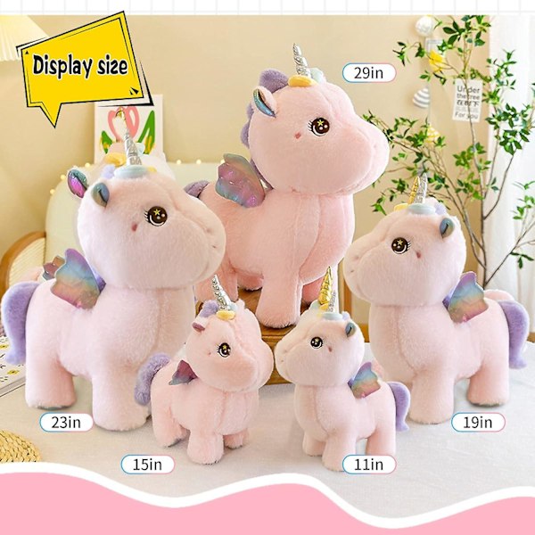 Unicorn Blødt Legetøj, Unicorn Udstoppede Dyr til Piger, Sød Unicorn Plysdukke Gave til Børn Piger Fødselsdagsfest (Pink, 15.7in/40cm)