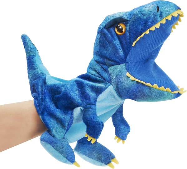 Mjuk dinosauriehanddocka med rörlig mun för fantasifull lek C