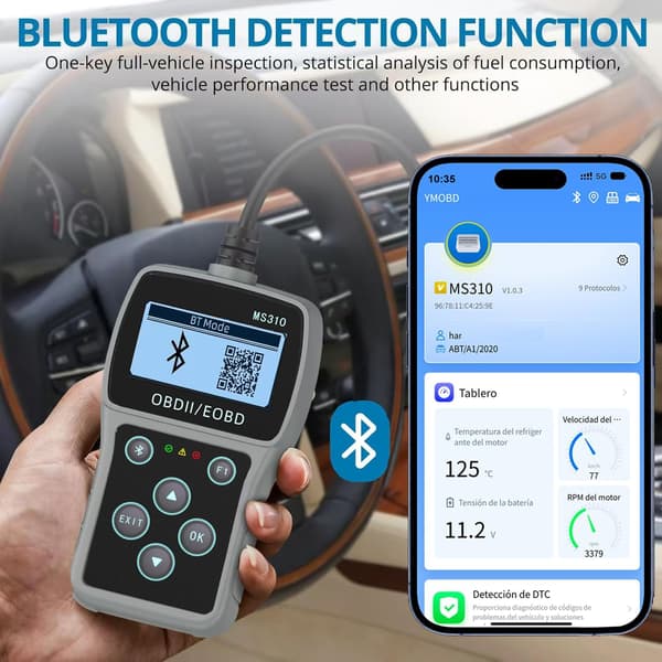 Bluetooth OBD2-scanner diagnostisk værktøj 3-i-1 OBD2-scanner Bluetooth-opgradering fra AD310 MS309 MS310 BD310 Auto Code Reader Ryd koder Bil