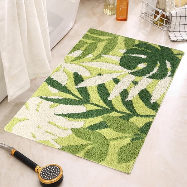 Green Bathroom Mat, Soft Floor Mat for Bathroom, Non-Slip and Washable