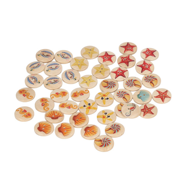 50 stk. Havdyrknapper 25mm Flat Bunn Avrundede Kanter Håndarbeid Syntetisk Tre Syknapper for DIY Håndverk Strikking