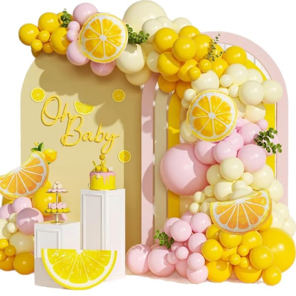 Frukt-tema ballongfestdekorasjonssett for bursdag, sitron jordbær vannmelon ananas design Pineapple