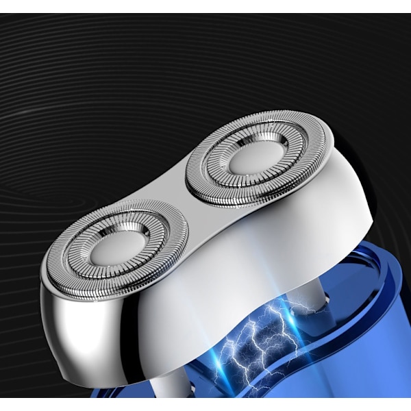 Ny mini dobbelthodet barbermaskin elektrisk bærbar barbermaskin for menn USB-lading full kropp vaskbar barbermaskin blue
