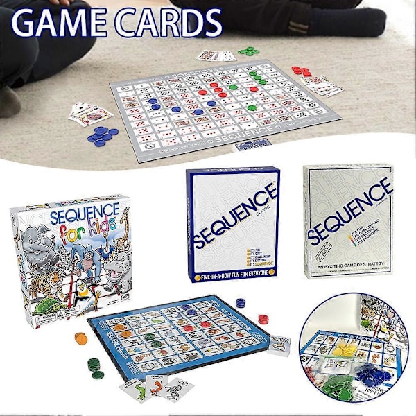 Sequence Brädspel för Familjefest Bärbara Resonemangs Pedagogiska Leksaker för Vuxna Barn