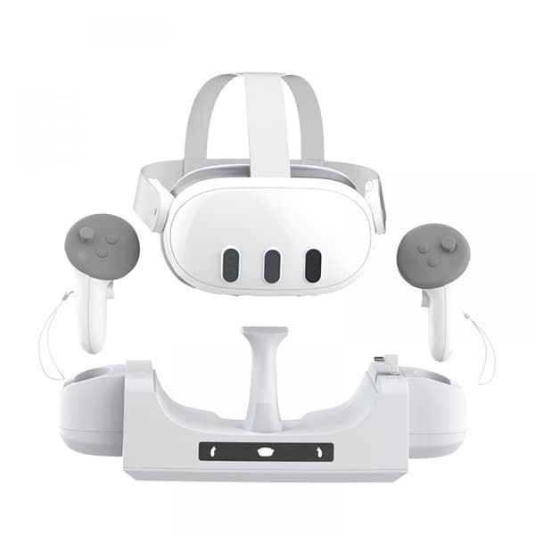 Kompatibel Ladestasjon for Meta Quest 3 VR, Hodesettdisplayholder og Kontrollermonteringstasjon, Ladestasjonsstativbase - Perfekt
