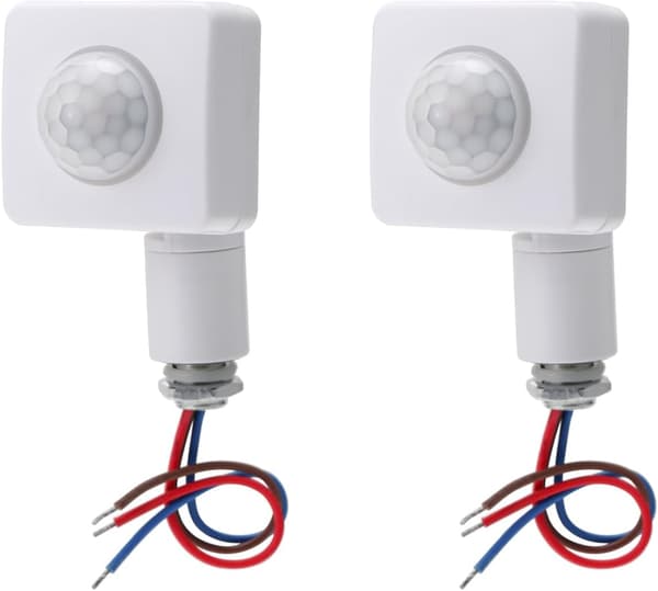 2 stycken PIR Infraröd Kroppsrörelsesensor AC 85-265V 220V 12m Detektionsräckvidd 160 Grader 10mm Monteringshål