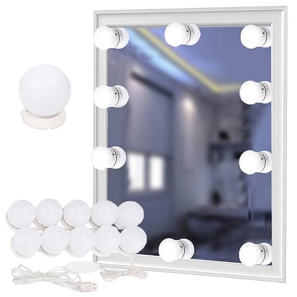 10 st LED-lampor för sminkspegel sminkbord - Fästs runt spegeln