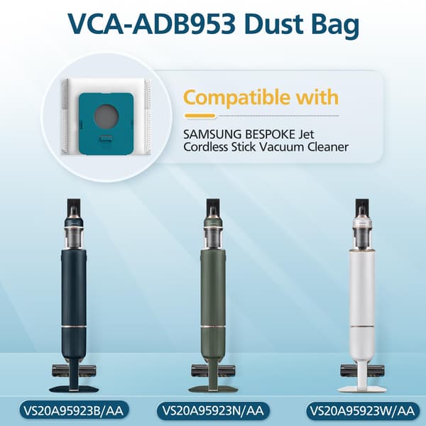 VCA-ADB953 Pölypussit 10 kpl Vaihtopölypussit Sopii Samsung VCA-ADB95 VS20A95923B AA VS20A95923N AA VS20A 959233 W AA