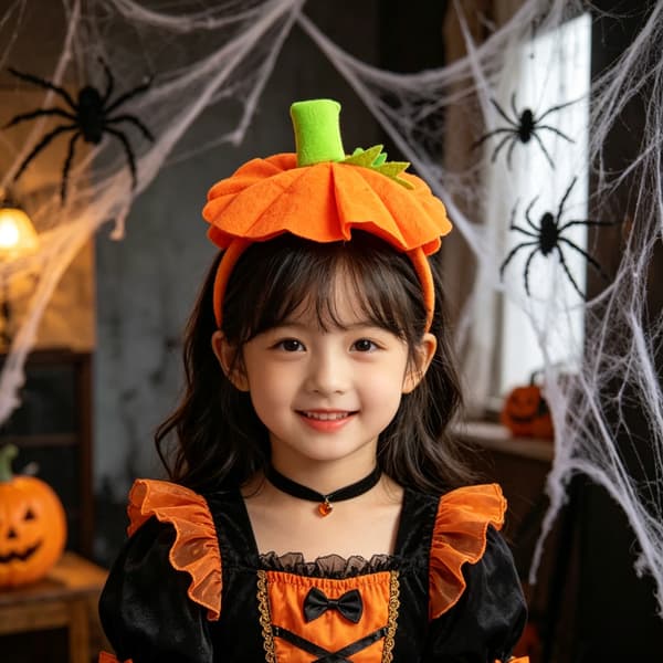 Græskar Hårbånd til Halloweenfest, 3D Plys Hårbøjle Kostume Tilbehør til Børn og Voksne 2