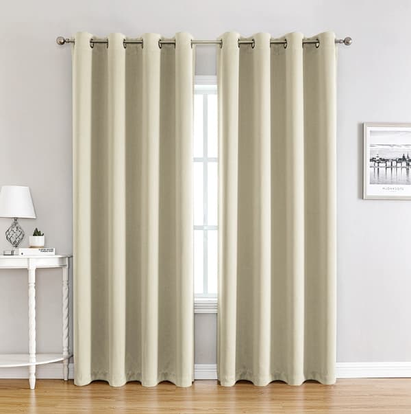 Mørklægningsgardiner med ringe, termisk isoleret enkelt panel til soveværelse og kontor 100x250 cm beige