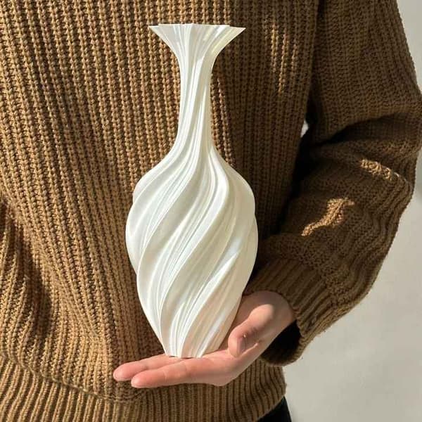 Siden 3D-printade vaser PLA Hög vas 25 cm Hög blomvas Modern heminredning för blommor växter Hemkonstdekor Vardagsrum Matsal