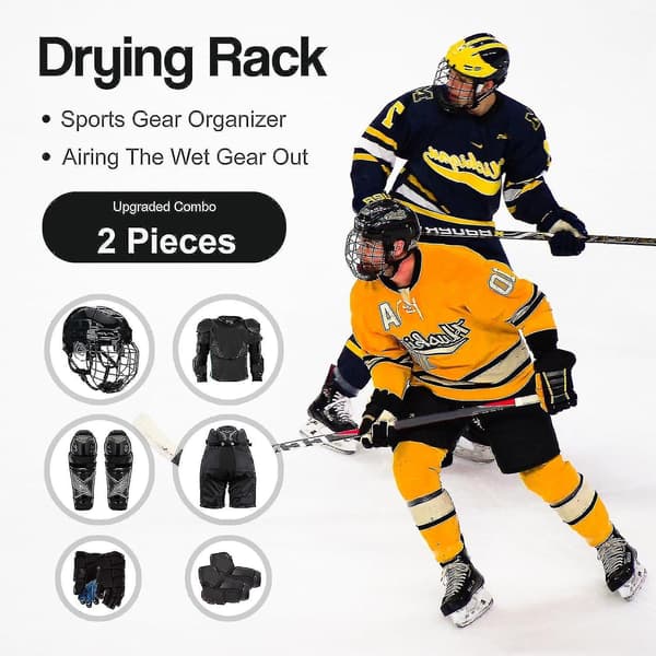 Hockeyutrustningstorkställ - 2-delad sporthängare (12 krokar)