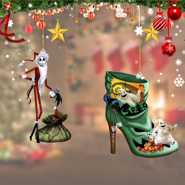Jack Skellington Akryyli Ripustuskoriste Setti 6 kpl, Joulukoristeet Halloweeniin ja Jouluun, Painajainen Ennen Joulua Teema (FMY) 6pcs