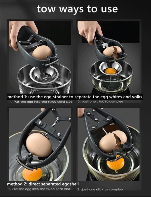 Eggknekker i rustfritt stål, eggehviteskiller, automatisk eggknekker