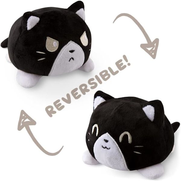 TeeTurtle - Alkuperäinen Kääntyvä Kissan Pehmolelu - Tuxedo - Ihastuttavat Aistiherkät Pehmolelut, Jotka Näyttävät Tunnelmasi