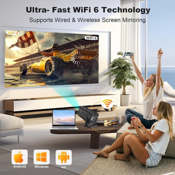 Miniprojektor Bärbar HY320 Projektor Stöder 4K 1080P Dual Band WIFI6 5G Trådlös 5.0 Bluetooth Android 11 180° Vridbar Auto Keystone