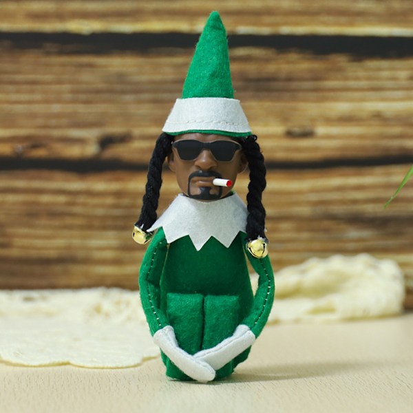 Snoop på en Stoop Elf, 1 STK 24cm Elf på Hylden Dukke, Hip Hop Elf Dukke Plysjlegetøj til Påske Elf Ornament Hjemindretning Julegave 1