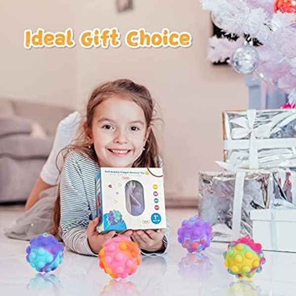 Pop Fidget Leksaker 4 ST 3D Stressbollar It Pop Fidgets Paket Party för Barn Leksaker Bulk Klämleksaker Pojkar Vuxen Stress Relief Påskkorg Fyllmedel
