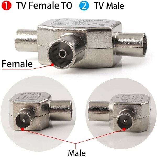 T-formet antenne splitter - 2-vejs antenne splitter - 2 DVB-T/BK stik