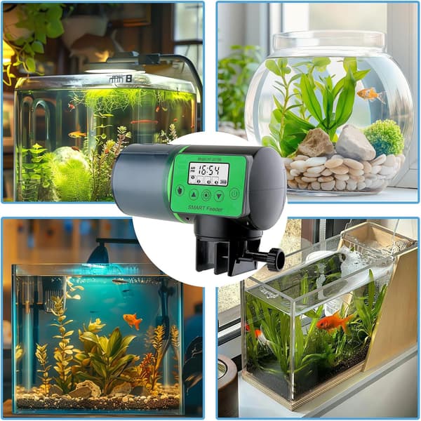 Automatisk akvariefiskmatare 200 ml Stor kapacitet med timerdisplay för små tankar dammar