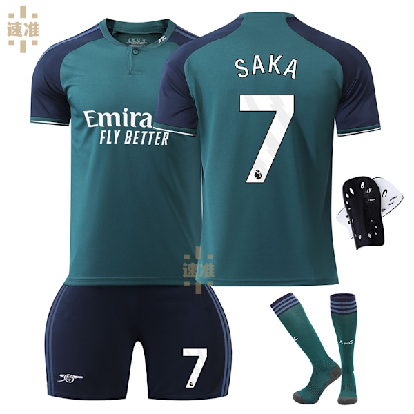 23-24 Arsenal andra bortatröja fotbollströja set 7 Saka 8 Odegaard 9 Jesus 11 Martinelli tröja No socks size 8(XS,No socks size 8)