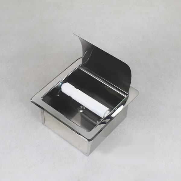 Innfelt papirholder for baderomsoppbevaring, toalettpapirholder, rustfritt stål, polert krom (sølvfarget)