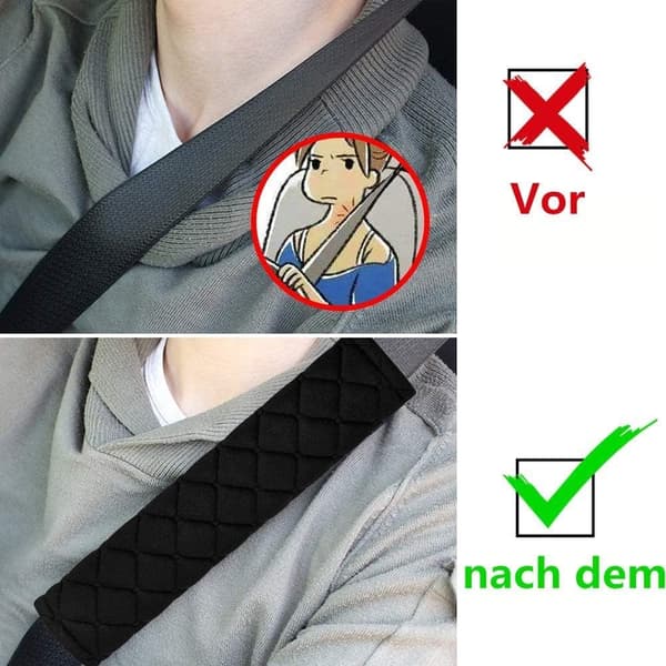 Bilbälteskuddar Set om 2 Premium Mjuk Sammet Tvättbara Kuddar För Komfort Och Säkerhet Svart