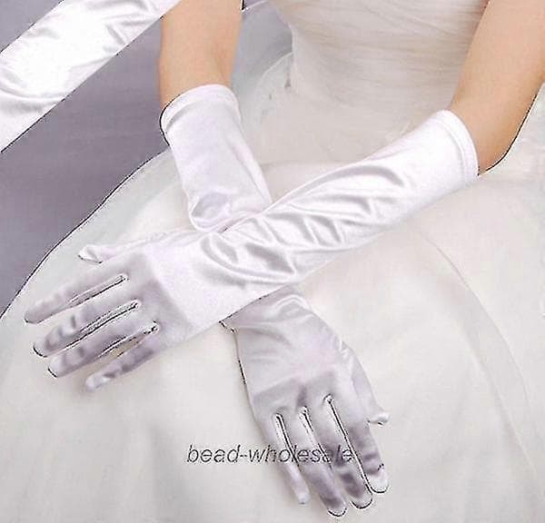 1 par ensfarvede lange satinhandsker Halloween Jule Cosplay handsker, sort