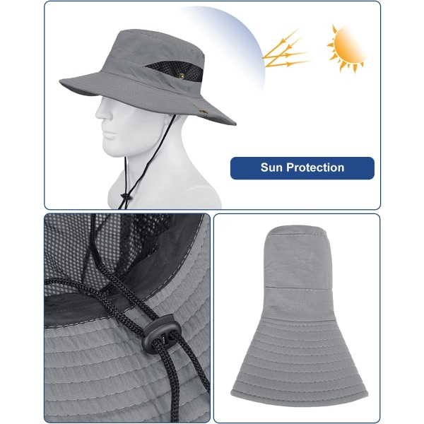 Sommar UV-skydd solhatt herr peaked cap sommar fiskare hatt andas hopfällbar safari hatt unisex för utomhusbruk