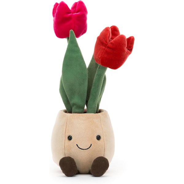 Jellycat Amuseables Tulpan Kruka Gosedjur, 30 cm - Växt & Blomma Plysch - Rolig Inredning & Present