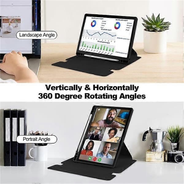 Compatible Case with Rotating Stand and Bluetooth Keyboard for Samsung Galaxy Tab A8 10.5 (2021) / (2022) - Perfect Black-max Black