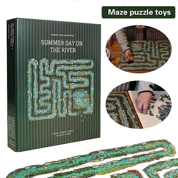 Kantpusselspel, unikt pussel med flodtema