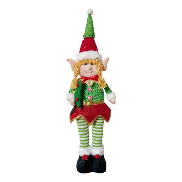 Julealvfigurdekorasjon med lys uttrekkbar stående positurpynt Retractable Light Elf Men's Model