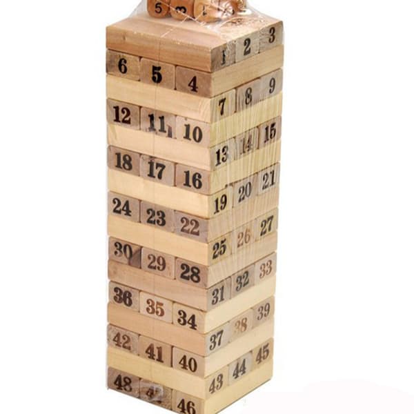 Jenga spil, et nummer stable brætspil for børn, byggeklodslegetøj og træ stable puslespil.