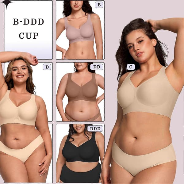 Wireless Jelly Bra Supportive Seamless Comfort Lightweight Everyday Bra for Women Coffee Leopard Coffee Leopard 4XL