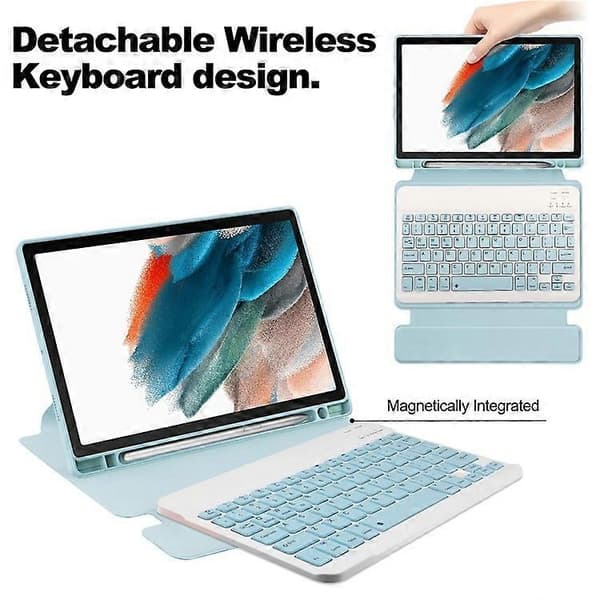 Compatible Case with Rotating Stand and Bluetooth Keyboard for Samsung Galaxy Tab A8 10.5 (2021) / (2022) - Perfect Azure-max Azure