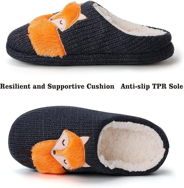 Damtofflor, varma och fluffiga vintertofflor, plyschtofflor, herrtofflor, bekväma tofflor med fuskpälsfoder. orange