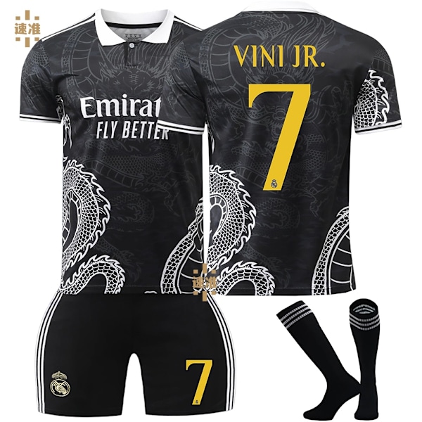 Real Madrid fotbollströja drake version 23-24 nr 7 Vinicius 5 Bellingham 11 Rodrigo barn tröja Size 7 strumpor(XS,Size 7 strumpor)