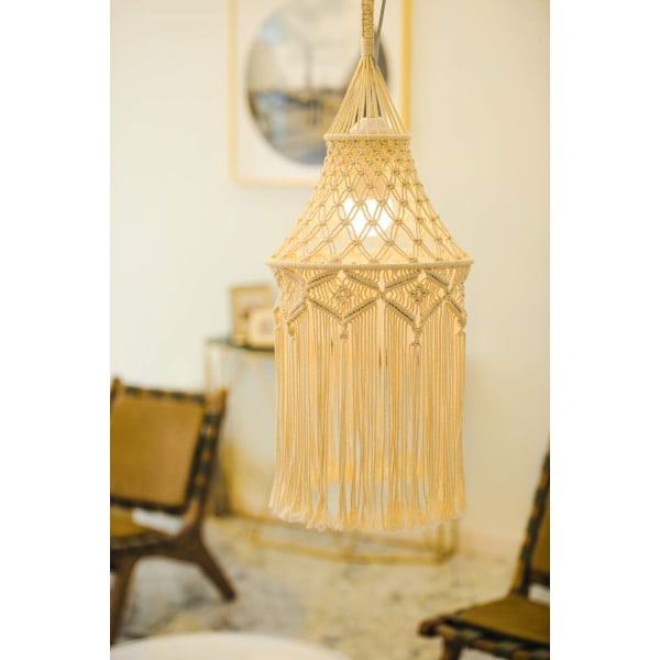 Boho Makrame Lampekranse Hengelampe Deksel Moderne Kontor